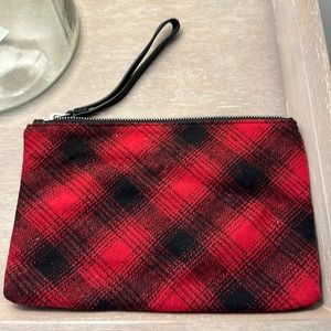 Black and red plaid clutch. J.Jill